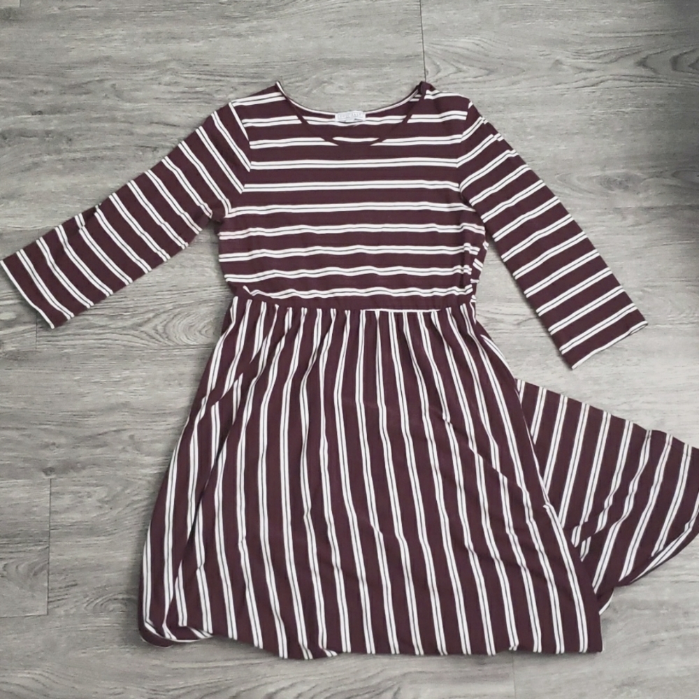 Red & White Striped Maxi Dress